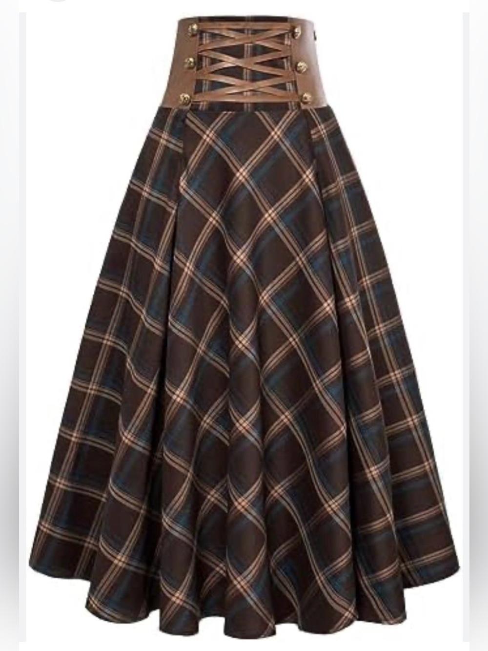 Scarlet Darkness NWT Plaid Faux Corset Long Renaissance Skirt
